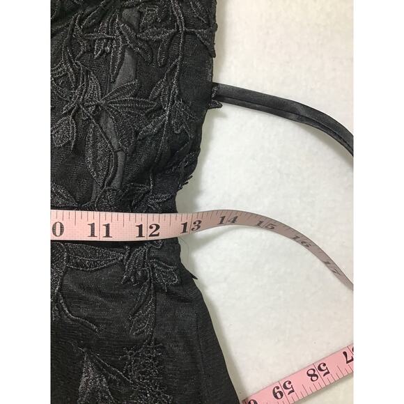 FORMAL SZ 2 XS Black embroidered lace up corset prom party mermaid maxi B101 - Picture 5 of 8